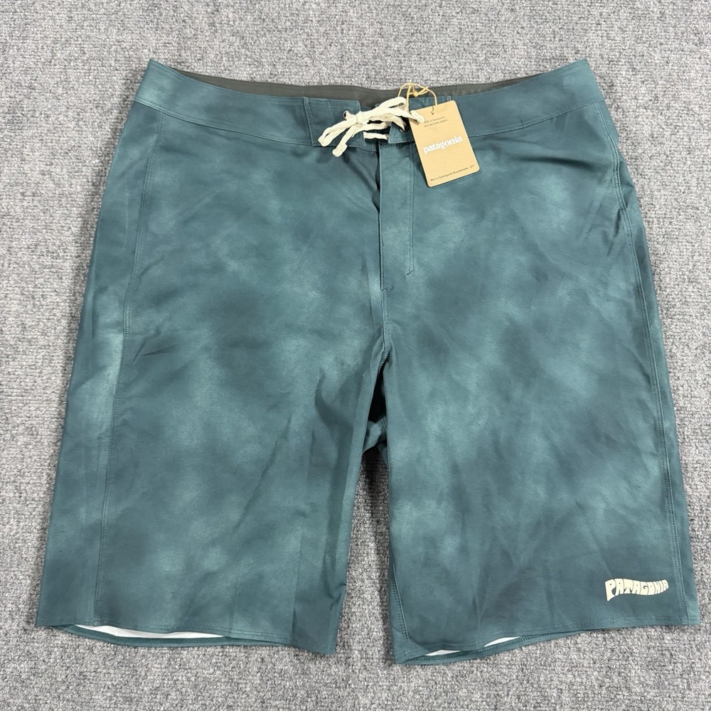 Patagonia Hydropeak Board Shorts Mens 36 Sea Spray Tidal Teal Logo Outdoors NEW